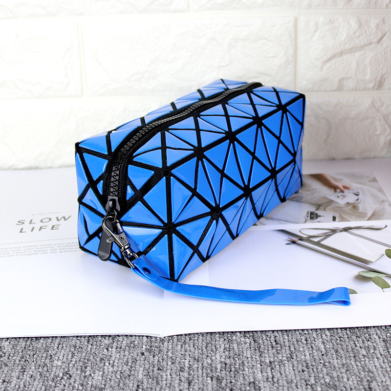 luxus Geometrische Kupplung Geldbörsen Frauen Handtaschen Große Kapazität Lange Gefaltet machen-hoch Taschen Damen Abend Klappe Tasche: Blau