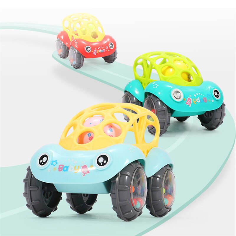 Newest Inertial Car With Bells Baby Rattle Safety Teether 2 Colors Children Birthday Toy