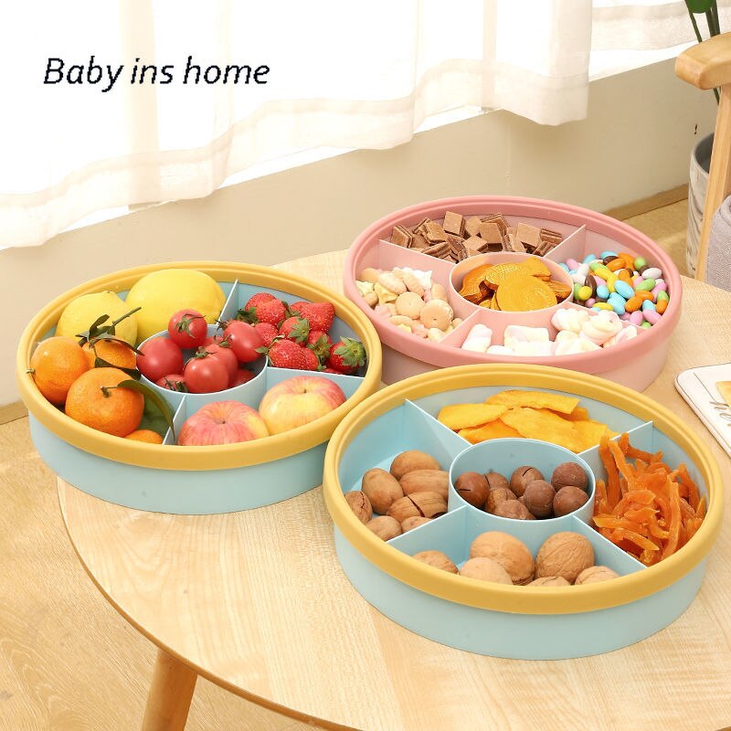 1 and 2 layer 5-Compartment Food Storage Tray Dried Fruit Snack Plate Appetizer Serving Platter for Party Candy Pastry Nuts Dish