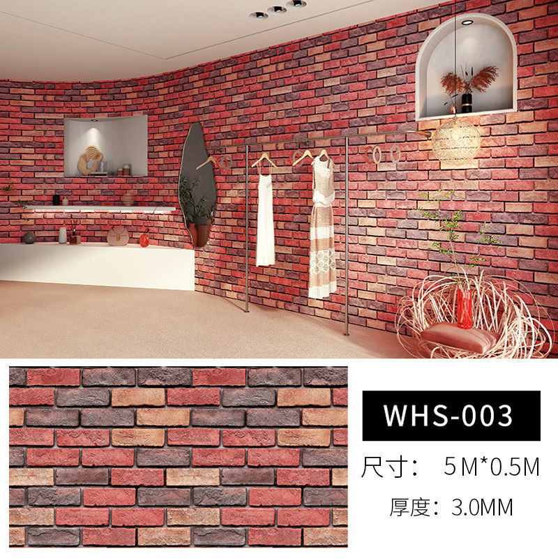 3D Zelfklevend Behang 70Cm * 5M Continue Waterdicht Baksteen Muurstickers Woonkamer Slaapkamer Kinderen kamer Home Decoratie: Color 1 / 50CMX5M