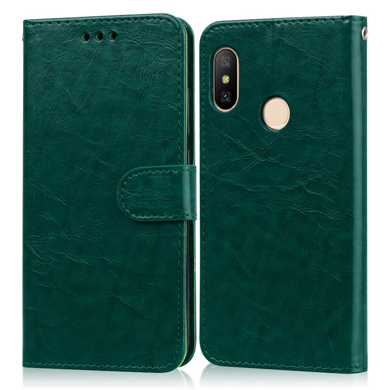 Voor Coque Xiaomi Mi A2 Lite Case Lederen Silicon Flip Case Voor Xiaomi Mi A2 Telefoon Case Voor Xiaomi Mi een 2 A2lite MiA2 Wallet Case: For Mi A2 Lite / Dark Green