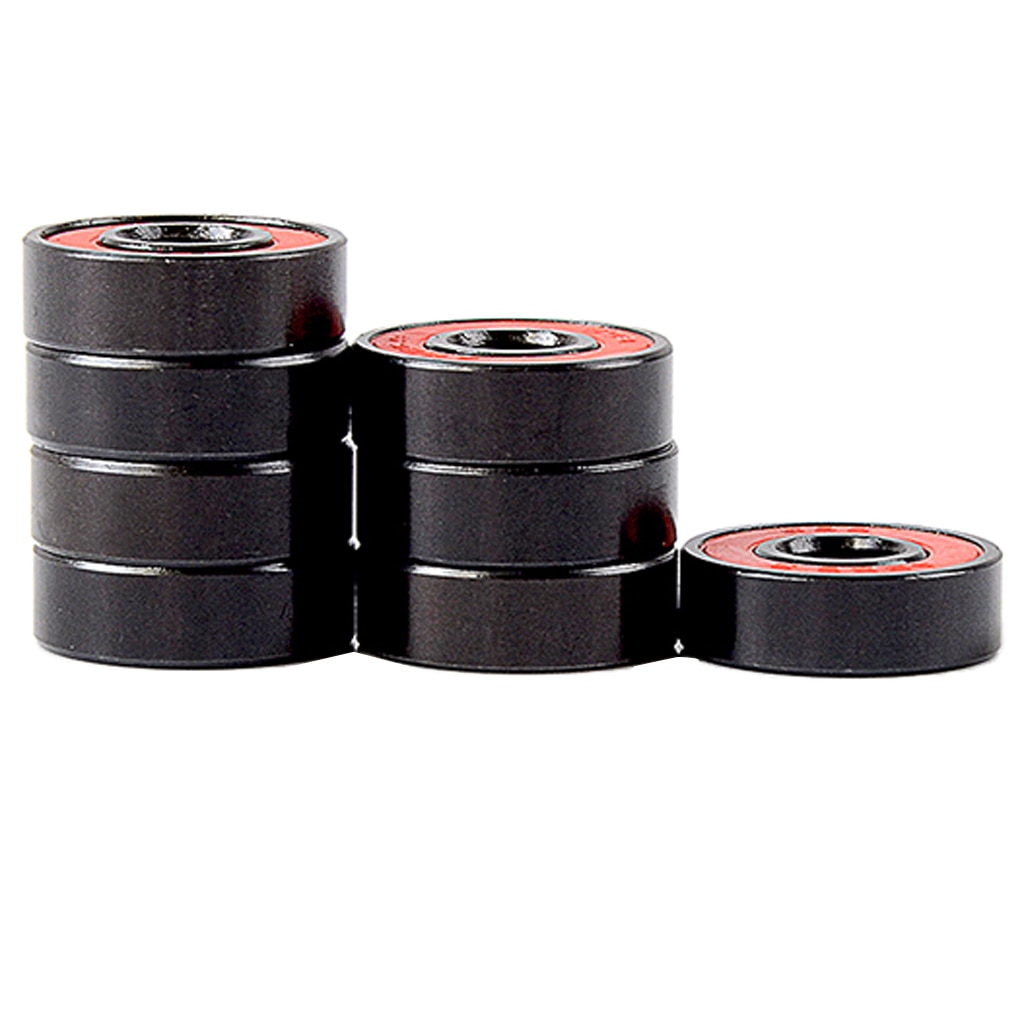 Magideal 8 pack abec -9 608 skateboard lejer skating longboard skates ringhjul kuglelejer rød sort 22mm