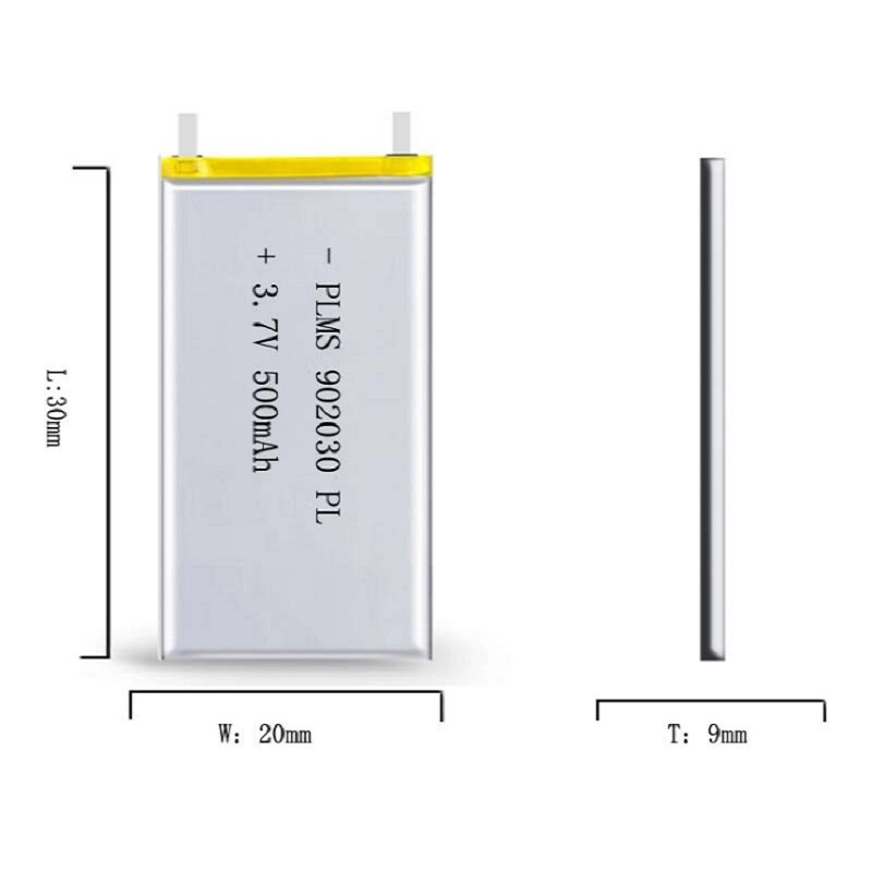 3,7 V 500mAH 902030 PLIB polímero de iones de litio/batería de iones de litio para GPS mp3 mp4 mp5 dvd modelo bluetooth juguete móvil bluetooth