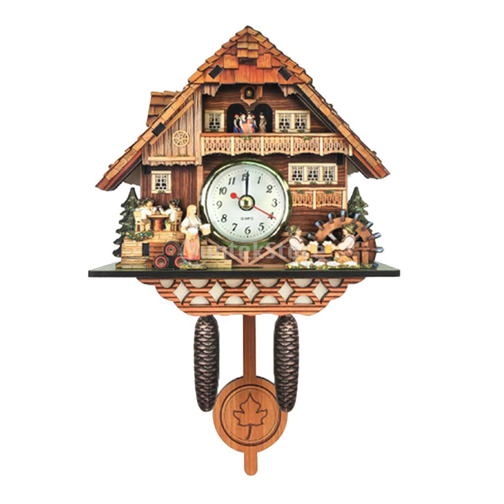 European Pastoral Wooden Cuckoo Wall Clock for Living Room Bedroom Decoration