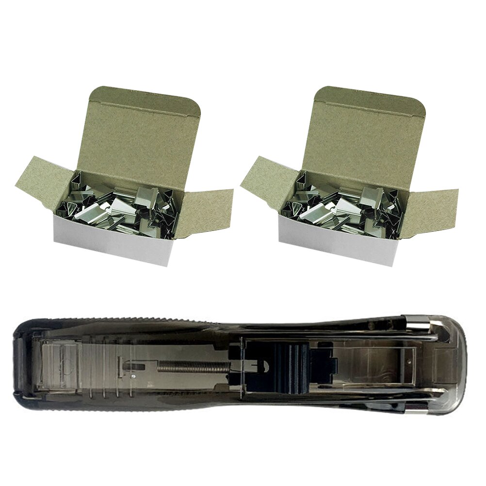 1 Set Stapleless Stapler Student Stationery Portable Stapler Clam Clip Dispenser for School Home Office