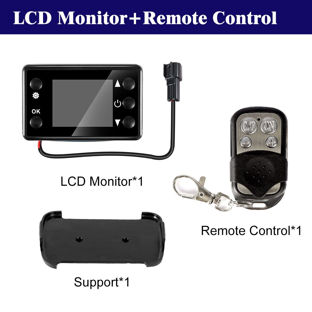 Universal 12v/24v lcd monitor switch + fjernbetjening tilbehør til bilspor diesler luftvarmer parkeringsvarmer controller kit: Fjernbetjening og lcd-skærm