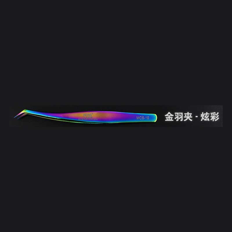 Vetus High Precision Eyelash Tweezers Excellent Closure 3D Volume Eyelash Tweezer Colorful Eye Makeup Tools: Mcs19 multicolor