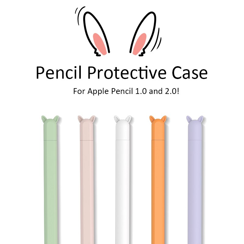 For Apple Bunny Ear Pen Case 1st And 2nd Generation White/Pink/Purple/Orange/GreenFull Coverage Ensures Excellent Protection