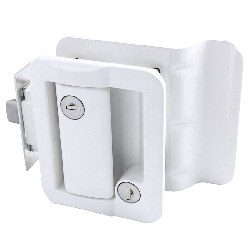 White RV Paddle Entry Door Lock Latch Handle Knob Deadbolt Camper Trailer