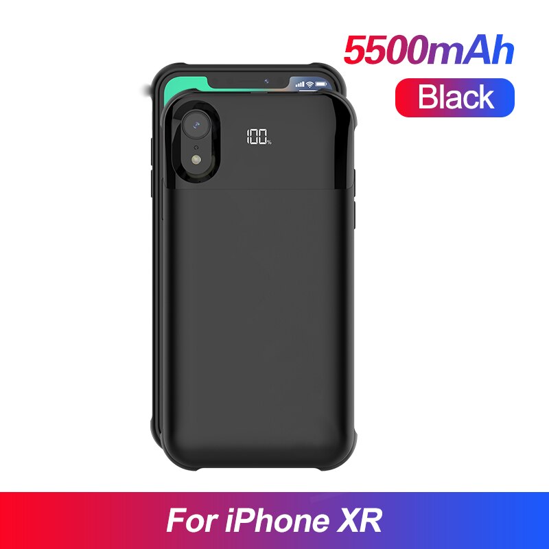 Battery Charger Case For iPhone 11 Case for iPhone 5S SE 6 6S 7 8 Plus X XR XS MAX Pro Portable Power Bank Charger: LED For XR