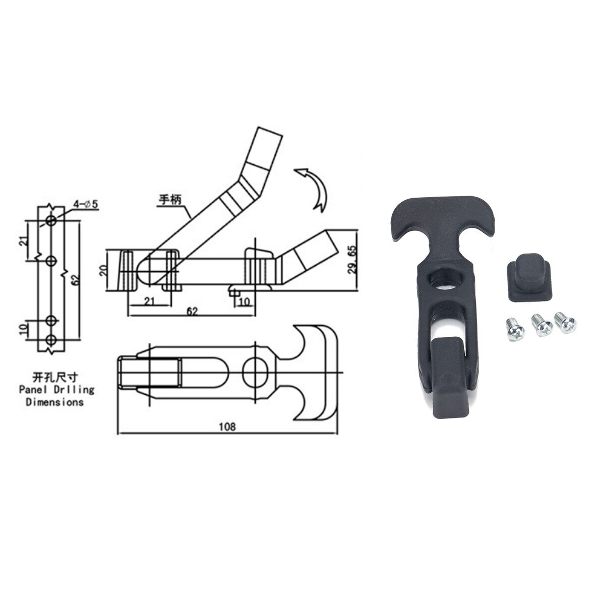 4PCS Rubber Flexible T-Handle Hasp Draw Latch for RV Tool Box Cooler Golf Elastic Shock Absorption Buckle Fit Thermos Toolbox