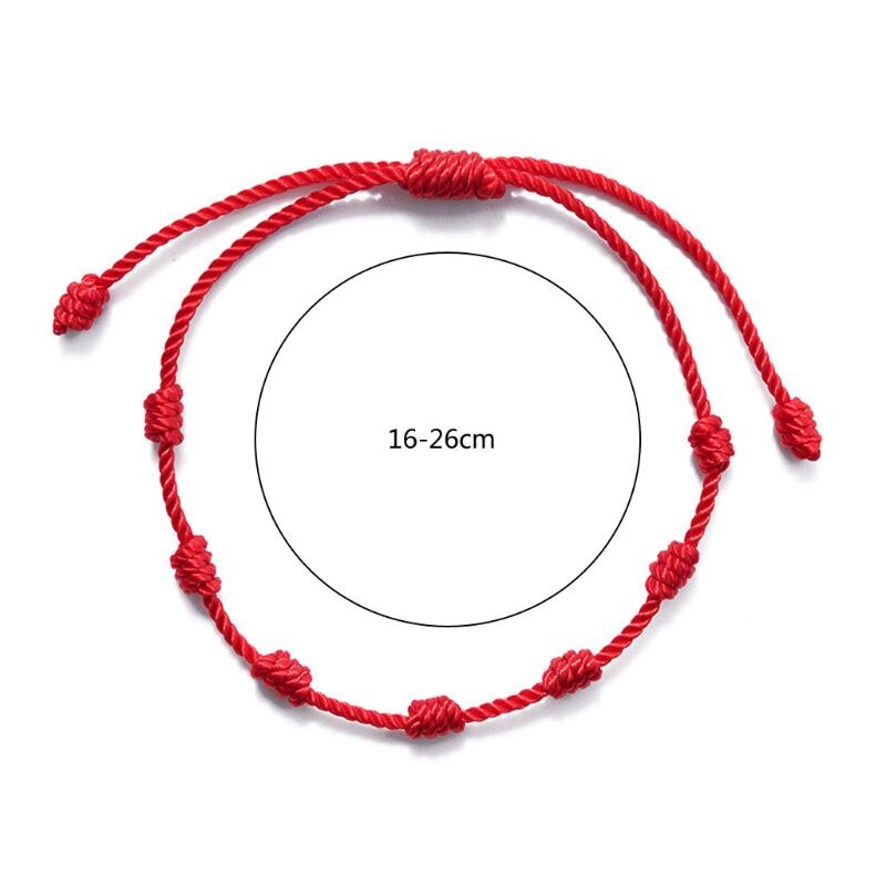 2Pcs 7 Knots Red String Bracelet for Protection Evil Eye Good Luck Amulet for Success and Prosperity Friendship Bracelet