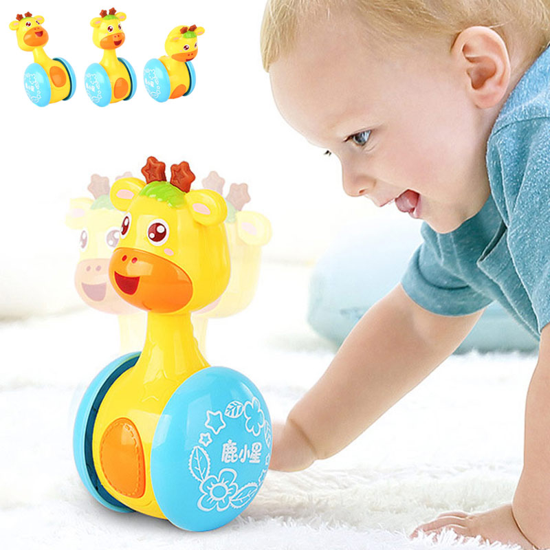 Baby Rattles Tumbler Doll Toys Bell Music Learning Education Toys for 0-12 Months BM88