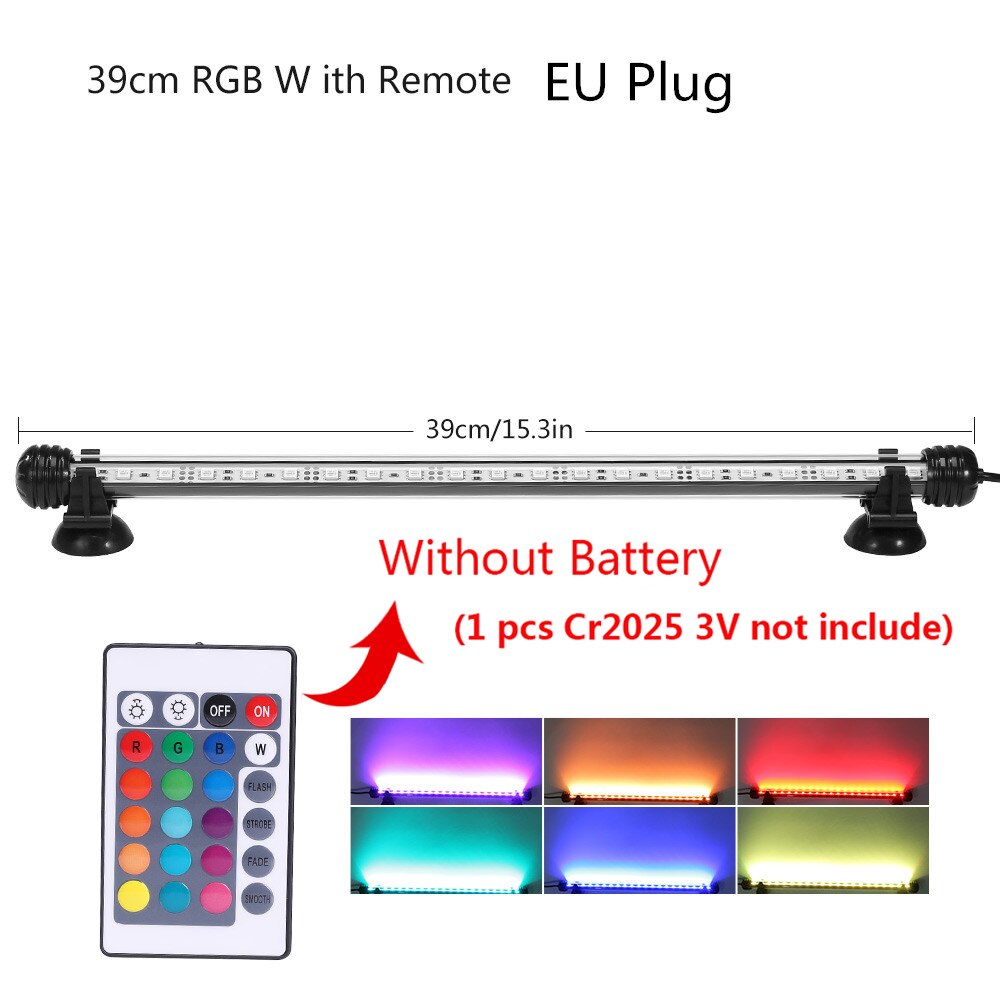RGB Aquarium licht 18-59cm fernbedienung tauchen lampe Bunte lampe 90-260v lampe für pflanzen fisch tank ätherisches Amphibien verwenden: 39cm RGB With Remote
