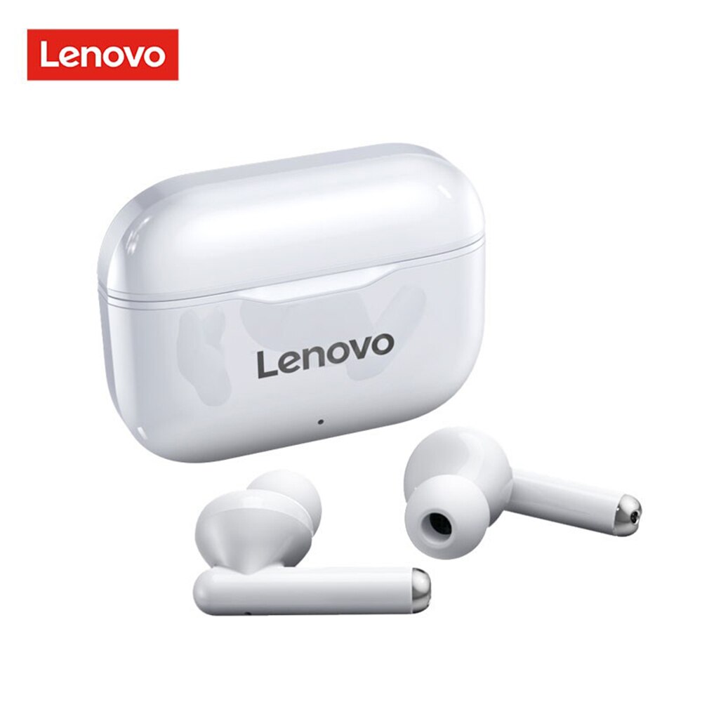 Original Lenovo LP1/LP1S/LP2/LP40 Wireless Earphone Bluetooth 5.0 Headphone Stereo Bass Headset Touch Control TWS Earbuds w/ Mic: LP1 Full White