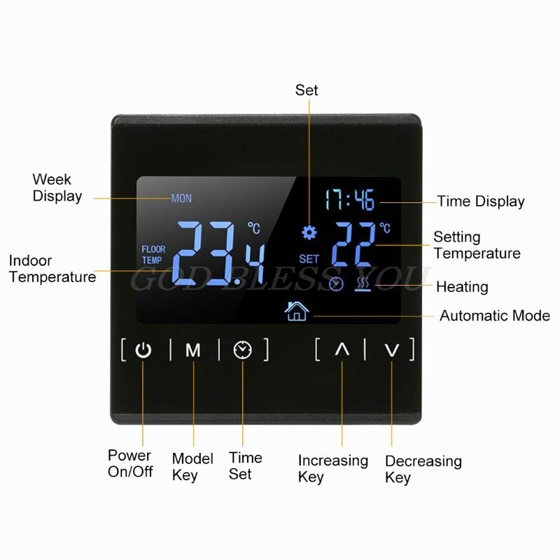 LCD Touch Screen Thermostat Electric Floor Heating System Water Heating Thermoregulator AC85-240V Temperature Controller