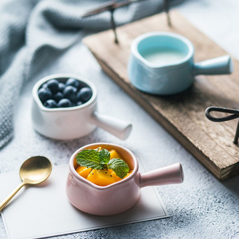 Ceramic Macarons Milk Jug Super Cute Spout Single Handle Milk Thistle Sauce Mini Bowl Baby Food Bowl Snack Saucer