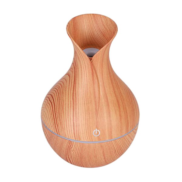 Colorful LED Light Electric Humidifier Aroma Oil Diffuser Ultrasonic Wood Grain Air Humidifier USB Mini Mist Maker for home: Light Brown