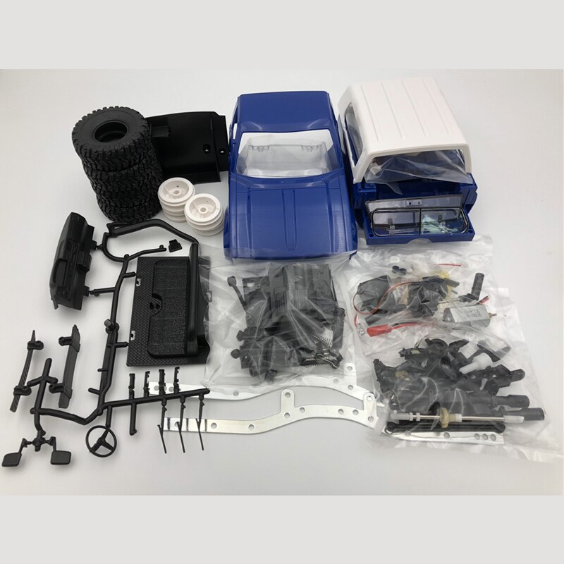 Modèle de voiture télécommandée WPL C24 2.4G tout-terrain, Buggy RC, à monter soi-même, camion à chenilles à grande vitesse, jouets 4WD, KIT en métal, partie Chasis,: KIT Blue