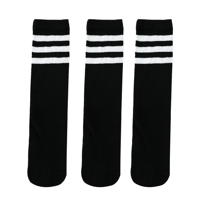 Chaussettes hautes pour filles de 3 à 15 ans, 10 paires/lot, chaussettes d&#39;été en coton rayé, maille respirante, Tube pour enfants, chaussettes au-dessus du genou: Black 10 Pairs / Sock length 35cm