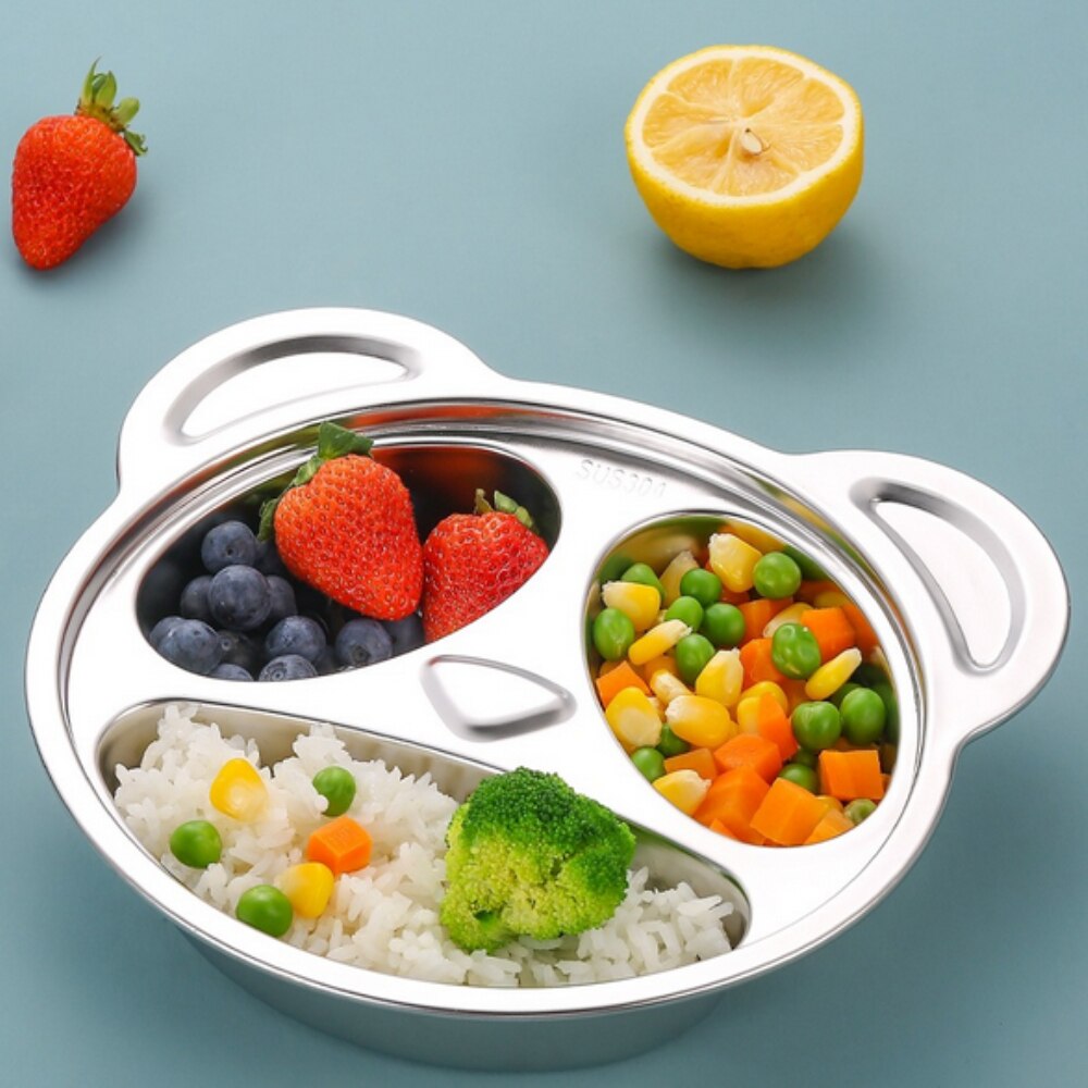 1Pc 304 Rvs Scheidslijn Baby Plaat Cartoon Plaat Kinderen Servies Baby Platen Keuken Accessoires 4 Types