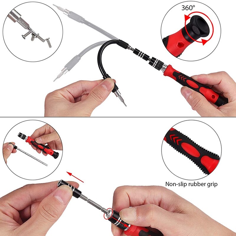 Juego de destornilladores de precisión 122 en 1, Kit de destornilladores magnéticos, Kit de herramientas de reparación electrónica para reparar PC, Reloj portátil