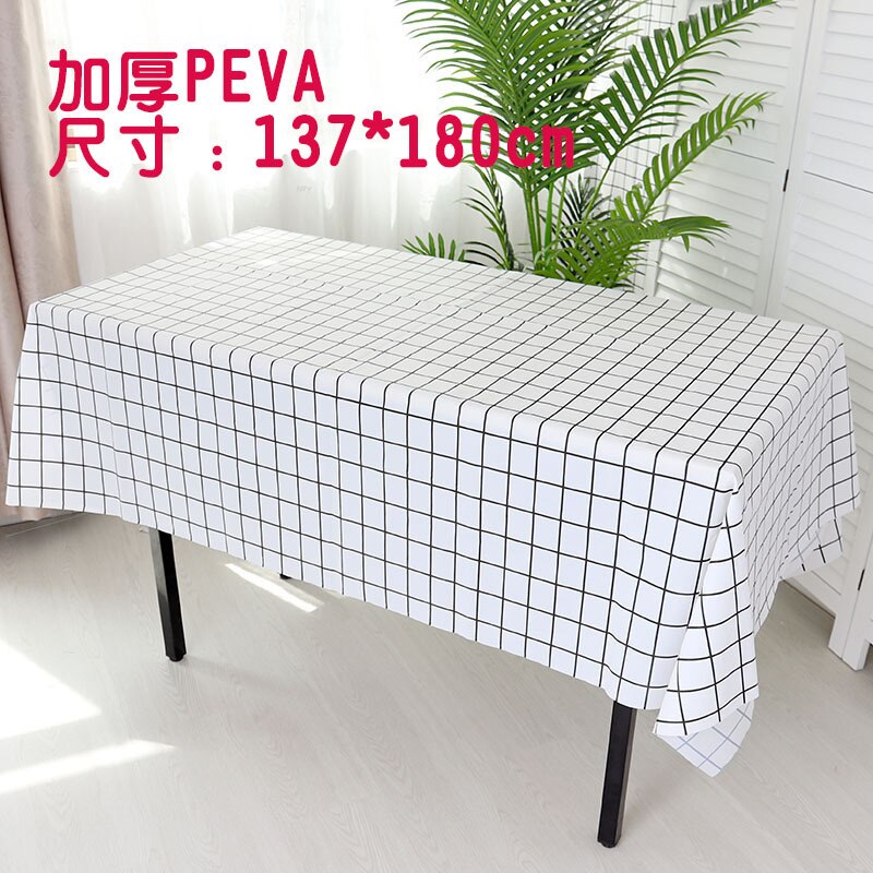 2PCs Nordic Disposable Tablecloth Rectangular PVC Plastic Desk Pad Party Oil-Proof Tablecloth: Nordic white