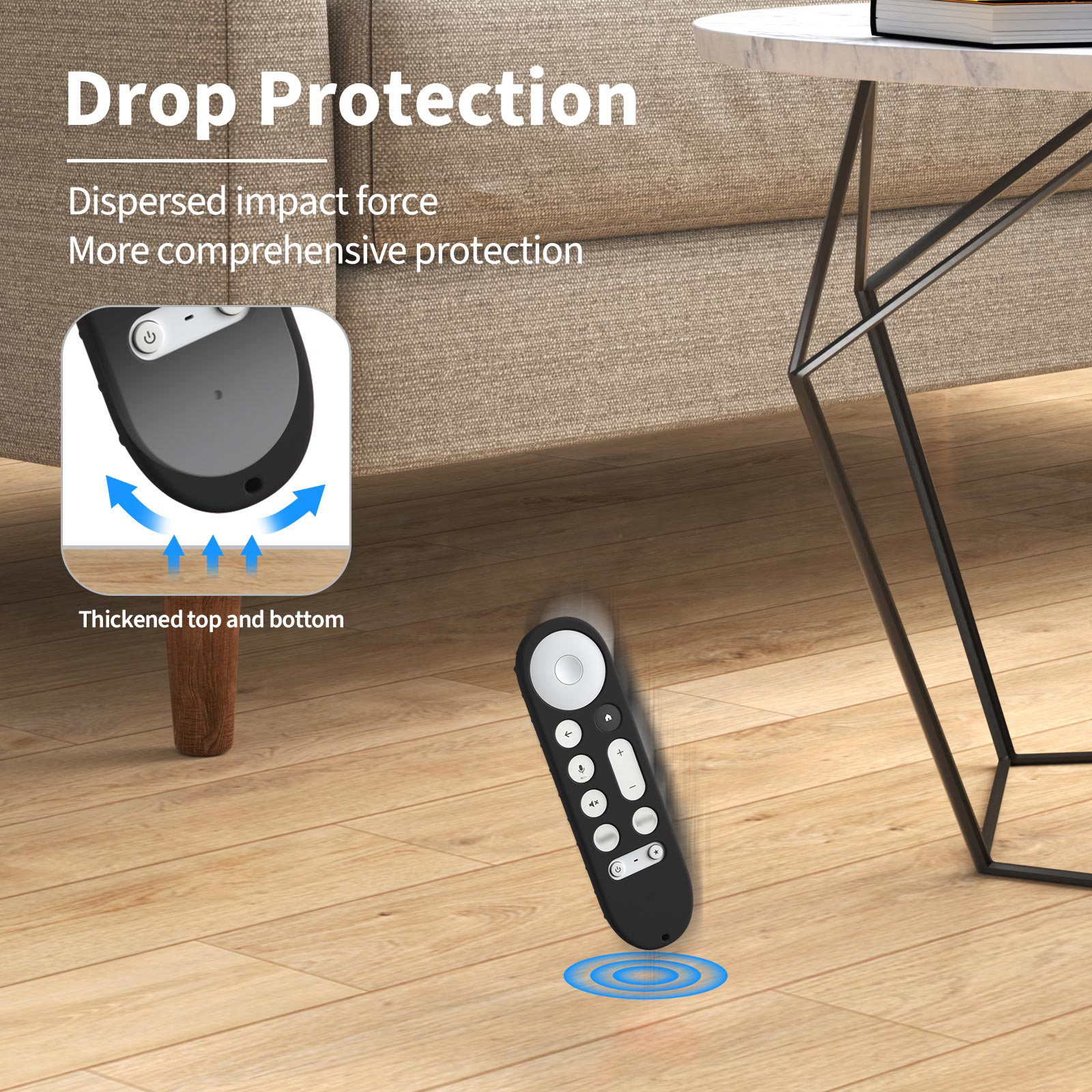 Silikonowe etui ochronne ze smyczą do Google TV Streamer 4K 2024 Voice Remote Control Anti-Slipping Protection Cover Shell