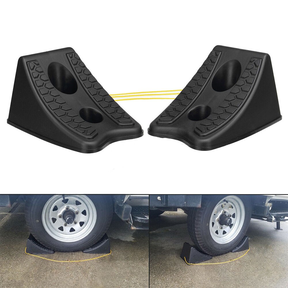 Rubber Tough Chock Wheel Chocks Non-Slip Wheel Tough Chock Motors Camper 21*14*13cm Black Durable Tough Chock Stop