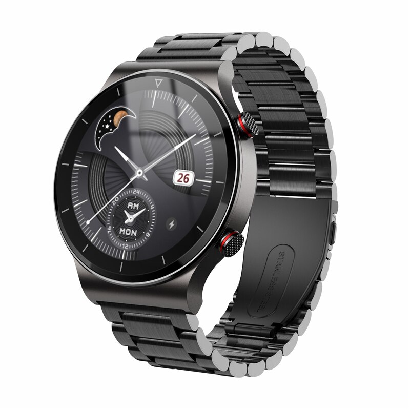 Montre connectée i19, Bracelet de sport, Fitness, étanche IP67, 1,3 pouces, Bluetooth, appel téléphonique, connexion TWS, casque, lecture de musique MP3: Black metal