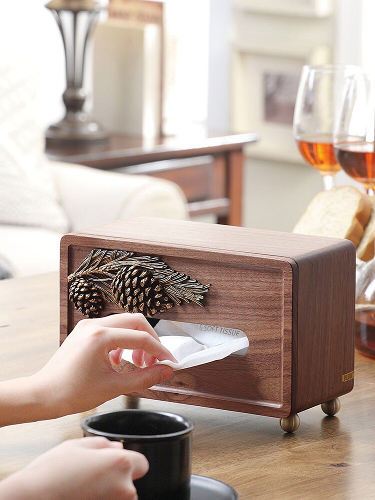 Walnut Modern Luxury Home Solid Wood Napkin Box