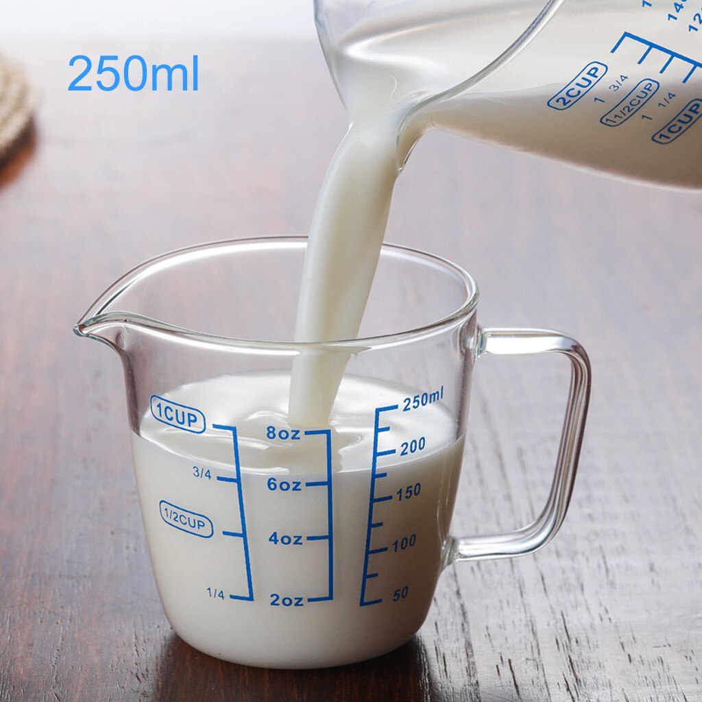 250/500ML Glass Heat-resisting Glass Measuring Cup Milk Scale Microwave Measure Jug Measuring Cups Kitchen Tools: 250ML