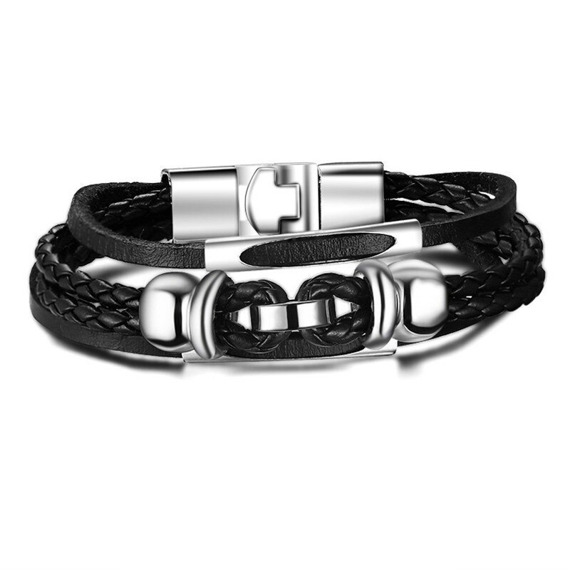 ZORCVENS 2022 Neue Jahrgang rüder Charme Armbinde für Männer Multi-schicht Leder Seil Armbänder Armreifen: PZ-053B