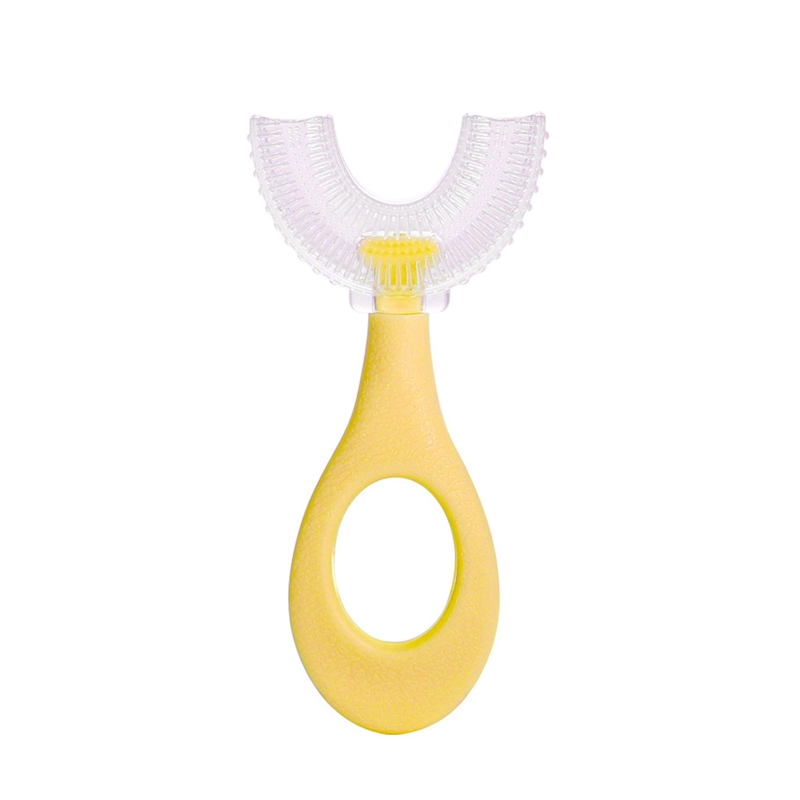 U-Shaped Toothbrush Manual Training Tooth Brush U Shape Portable Baby Silicone Toothbrush for Children Kids 2-6 Years: Yellow
