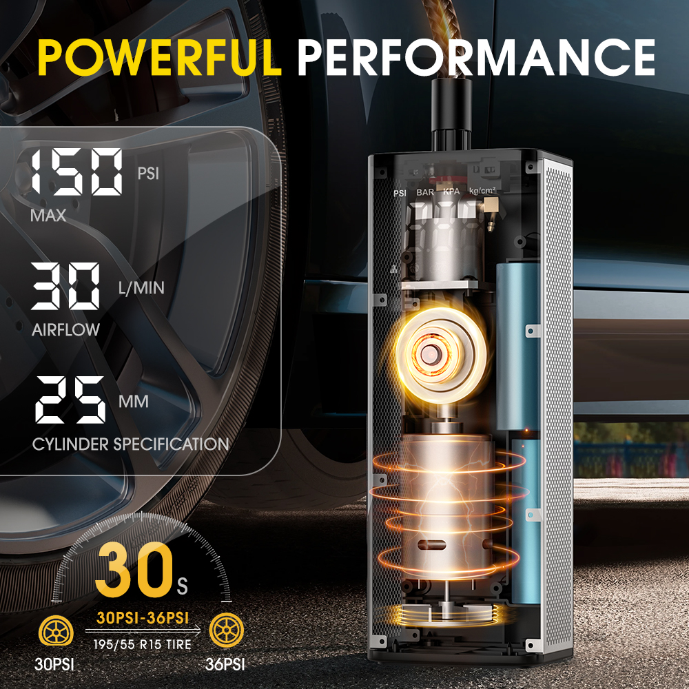 CARSUN Tragbare Drahtlose Reifen Luftpumpe Tragbare Auto Luft Kompressor Für Motorräder Pickup Lkw Super Power Aufblasbare Pumpe