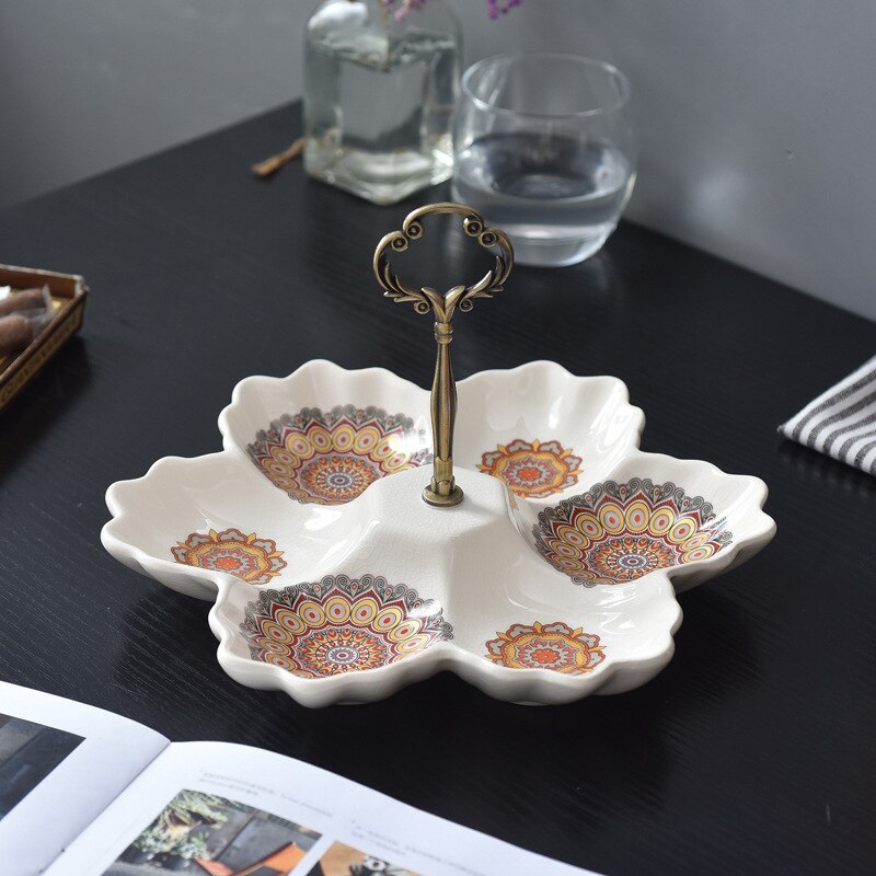 6 grilles en céramique Dessert assiette monocouche hexagonale gâteau assiette fête mariage fruits après-midi thé fruits secs plateaux de stockage: 17-05P