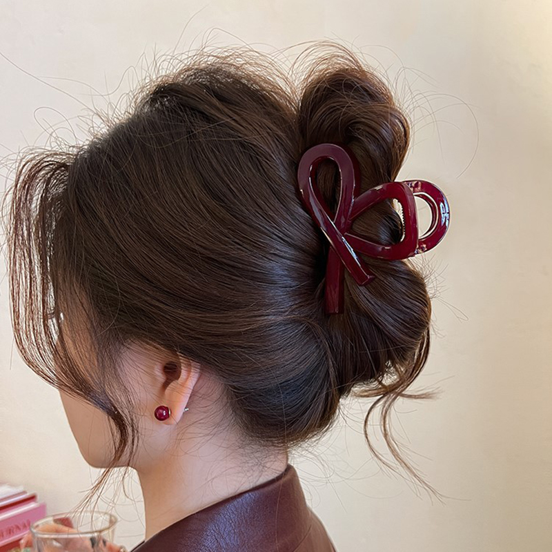 Pinzas para el cabello grandes de Color rojo oscuro para mujer, pasadores, horquillas, pinzas para el cabello de cola de caballo de plástico, accesorios para el cabello de tiburón para niñas mayores: Plata