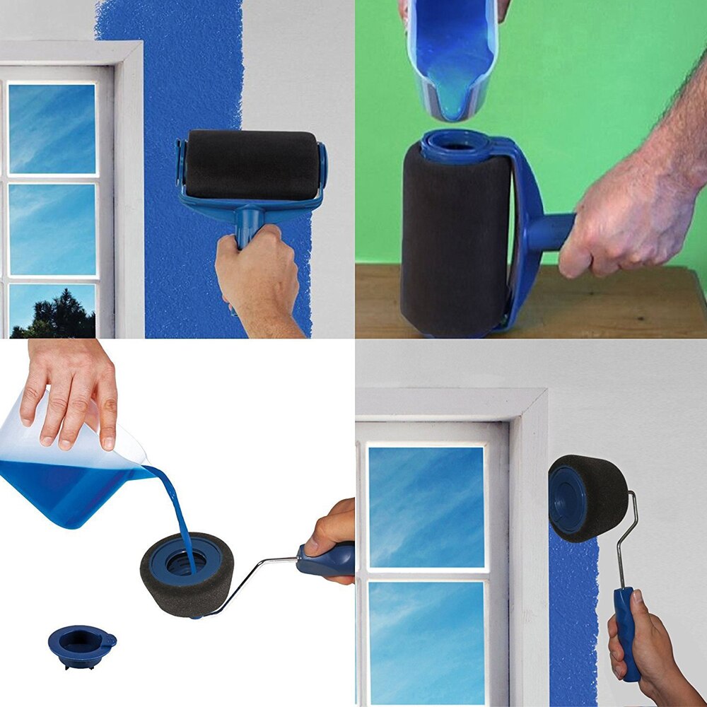 Malingsløber rullebørste værktøjssæt 5 stk multifunktionel væg dekorativ malerullebørste sæt hjem let at betjene
