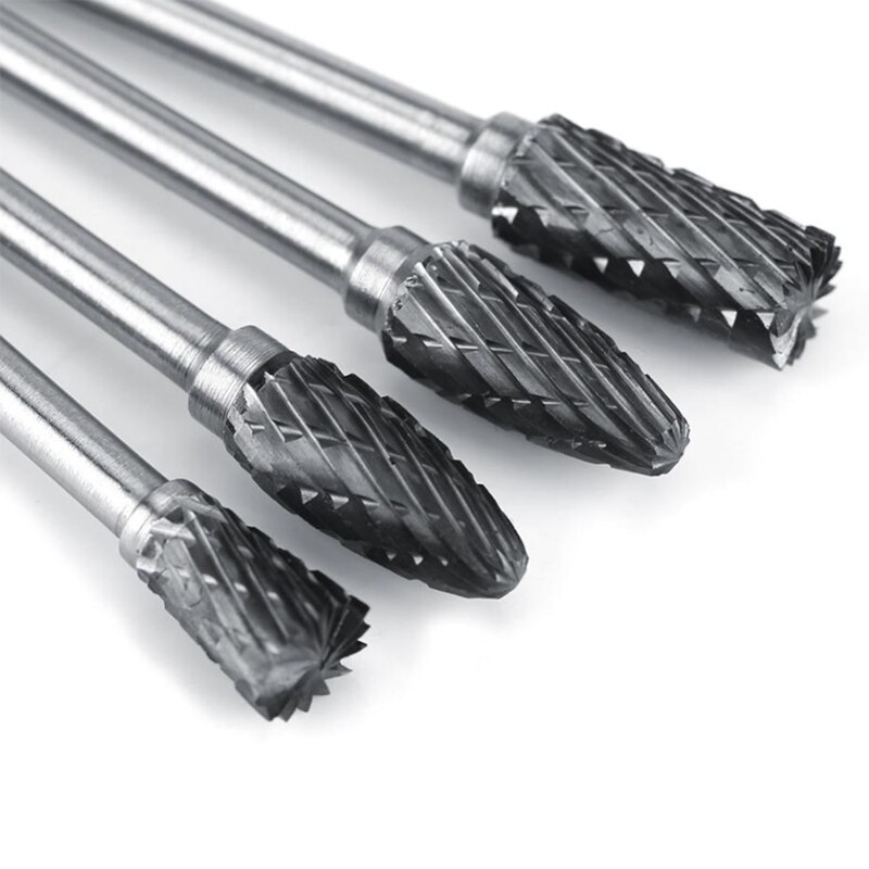10Pcs/Box Rotary Burrs Metalworking Rotary Files Rotary Burr Bit Set 3Mm Shank 6Mm Cutting Head Diameter