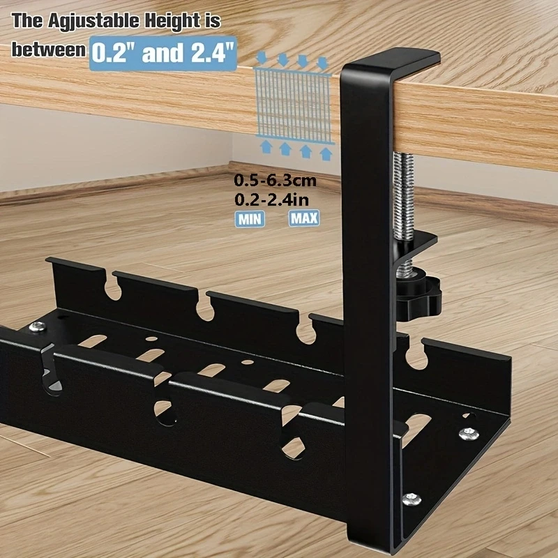 Un organizador de cables flexible retráctil para escritorios Un cesta de bandeja de cables no perforada para gestión de cables