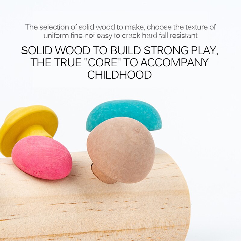 Puzzle Mushroom Picking Game Wood Developmental Shape Matching Assembly Grasp Matching Grasping Ability