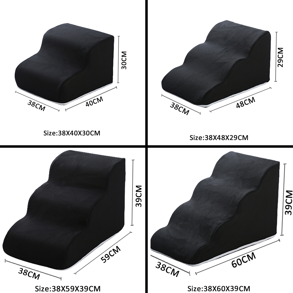 Rampe for hund kjæledyrstige 2 3 4 trinn trapper katt hunderampe sovesofa hundestige sklisikker avtakbar kjæledyrutstyr leker rampe: Xl / Lys gul