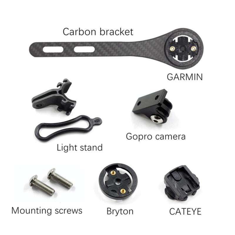 Kolfiber cykel landsvägscykel cykeldator stoppur hastighetsmätare hållare för garmin cateye bryton gopro ljushållare: 3k matt