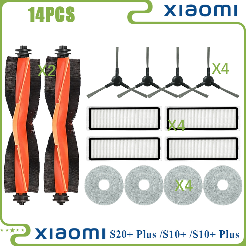 For Xiaomi Robot Vacuum S20+ / S10 Plus / B108GL / B105 / B108CN B113CN Compatible Parts Accessories Filter Main Side Brush Mop: Beige