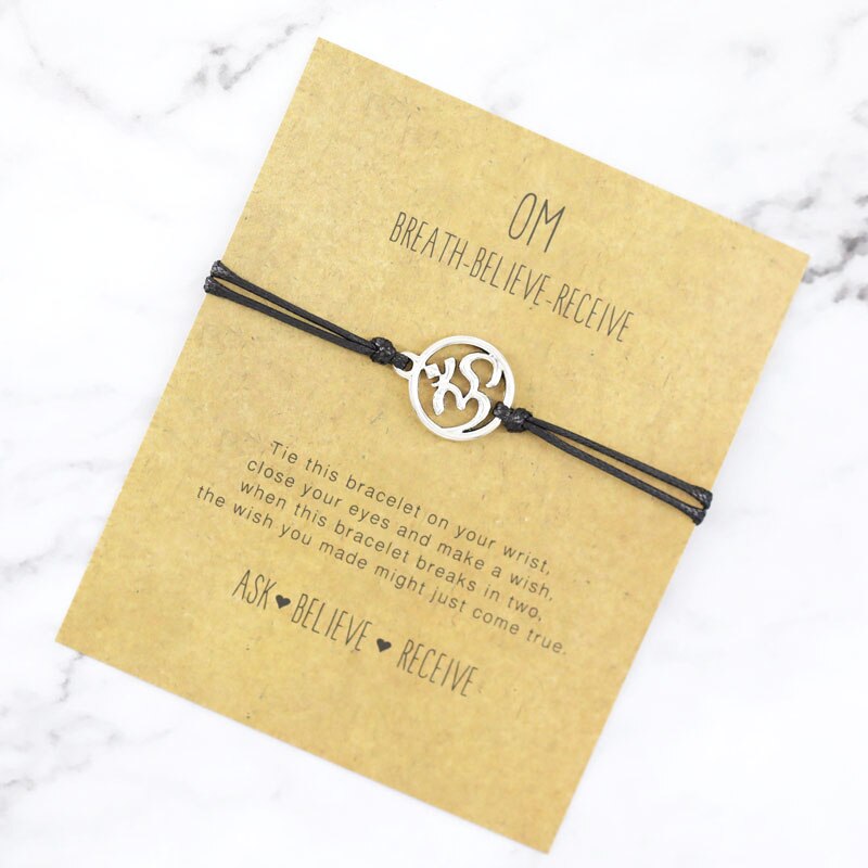 Healing Namaste Yoga Bracelets OM Charm Bracelets Lucky Buddha Yoga Jewellery for Women Men Hindu Symbol Lucky Bracelet: Black