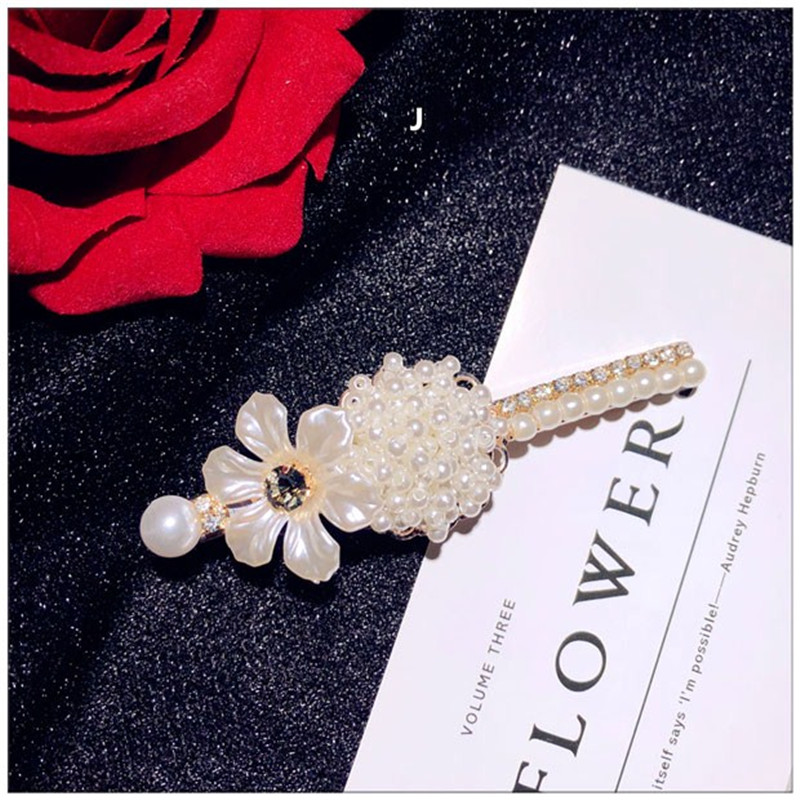 Vintage Hairwear Voor Vrouwen Eenvoudige Zoetwater Parels Bloem Haar Clip Haarspelden Hairwear Fijne Sieraden Temperament Zoete Bijoux: J