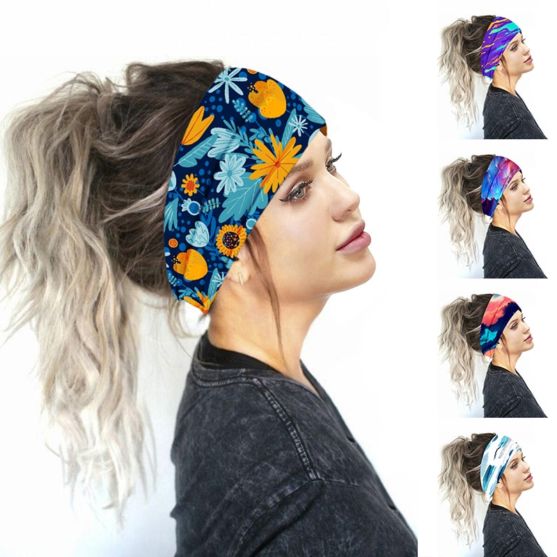 nouvelles femmes tête enveloppement large coton Stretch bandeau filles chapeaux Turban sport imprimer bandeau cheveux accessoires