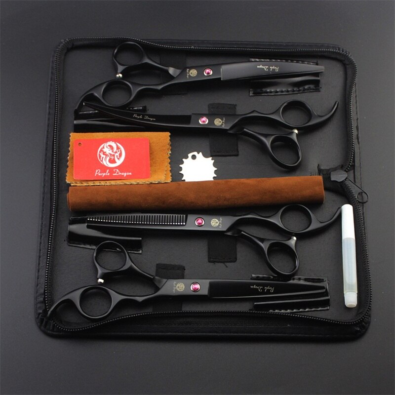 7.0 inch Professionele Huisdier Schaar Hond Verzorgen Schaar Set Straight &amp; Gebogen &amp; Dunner 4 stks Set Huisdier haircut Gereedschap