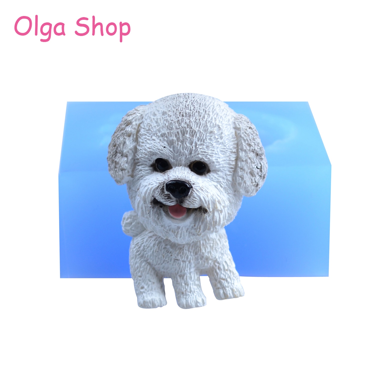 DYL793 Bichon Frise perro silicona molde Animal pastel decoración caramelo Chocolate Fondant resina polímero arcilla jabón hecho a mano