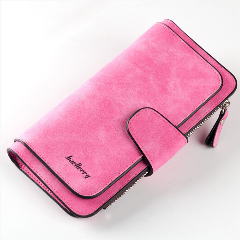 Local Stock Women Lady Long Leather Trifold Card Wallet Clutch Checkbook Purse Handbag: Rose Red